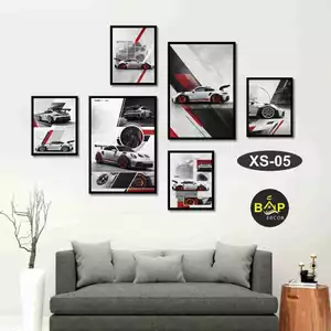 Tranh formex poster siêu xe 6 bức dán tường trang trí nhà, decor phòng khách phòng ngủ dành cho người đam mê xe sang