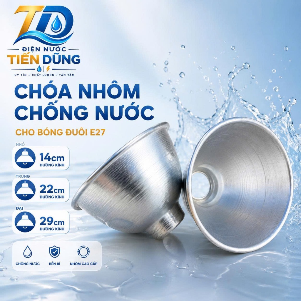 Chóa nhôm chống nước, Chóa nhôm bóng đèn, choá đèn nhôm dùng cho bóng đuôi E27 | BigBuy360 - bigbuy360.vn