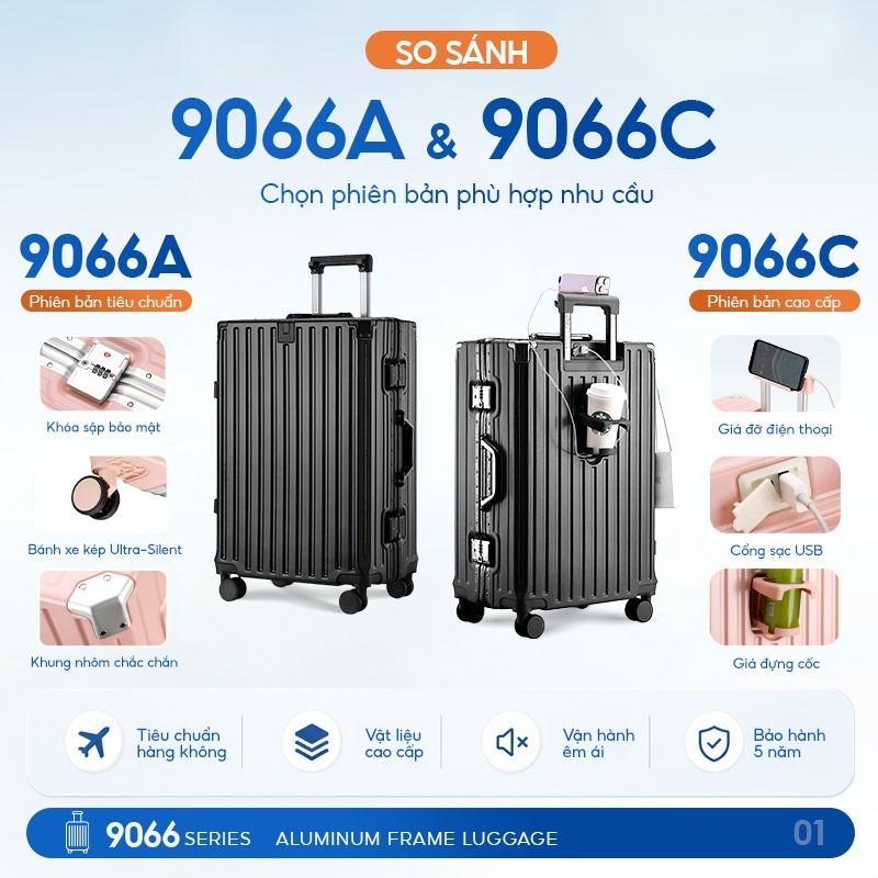 Vali Du Lịch 9066 Bamozo Size 28 Cao Cấp Bo 4 Góc Chống Va Đập Bảo Hành 5 Năm_9066 | BigBuy360 - bigbuy360.vn