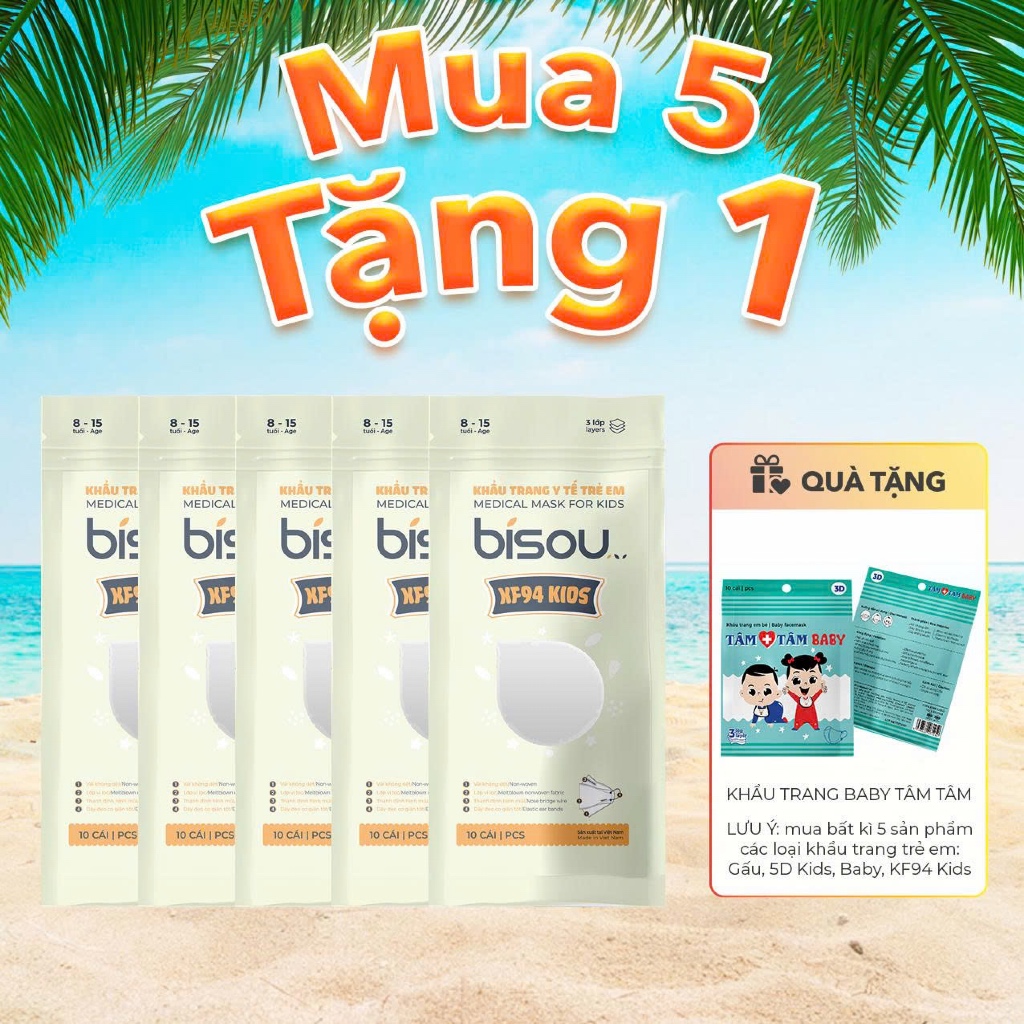 Túi 10 cái khẩu trang KF94 KIDS hiệu BISOU