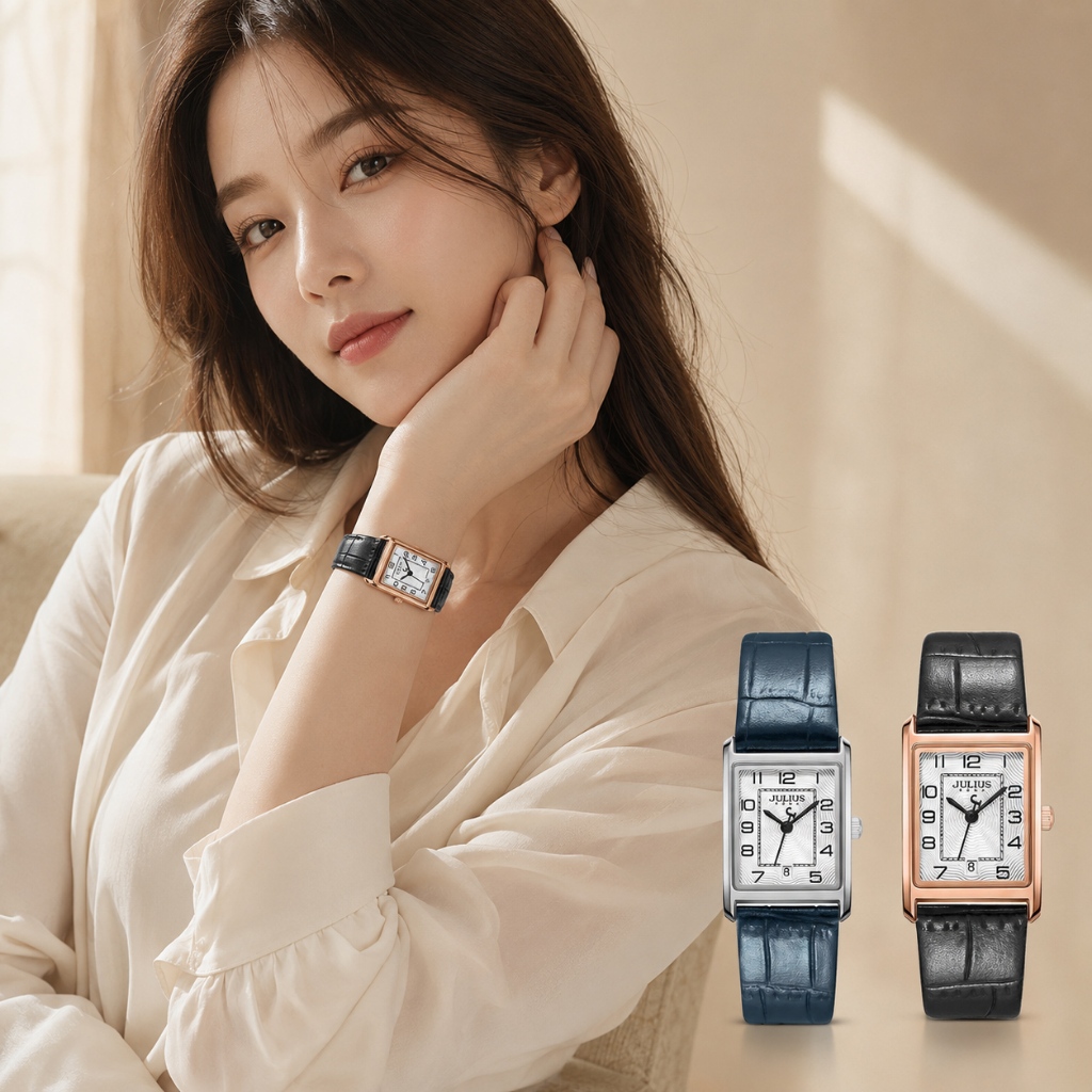 Đồng Hồ Nữ JA-1494L Julius Hàn Quuốc Dây Da (2 màu)