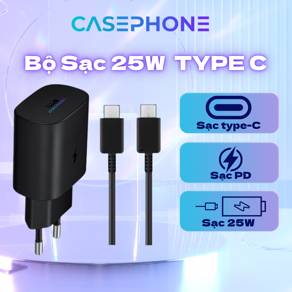 Bộ Củ Cáp Sạc Nhanh ES 25W TypeC To TypeC  Sạc Nhanh Không Nóng Máy bảo hành- carephones