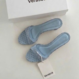 [V-006] Giày cao gót nữ mũi tròn quai ngang gót nhọn cao 3,5cm dễ mang hàng ngày, chất liệu Vải Jean By Verasca - V006