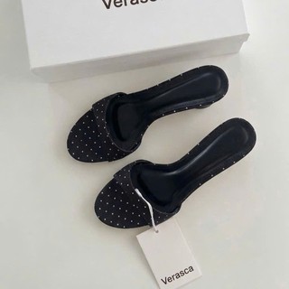 [V-006] Giày cao gót nữ mũi tròn quai ngang gót nhọn cao 3,5cm dễ mang hàng ngày, chất liệu Vải Jean By Verasca - V006