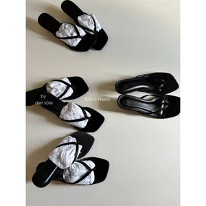 Satin Heels @díelsóle- Guốc Xỏ Ngón Cao Gót 3P Nữ Thanh Lịch Phong Cách Minimal