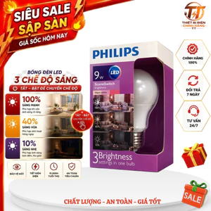 Bóng đèn led, đèn led philips sceneswitch 9w đui E27 3 chế độ sáng tiết kiệm điện