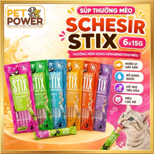Súp Thưởng Mèo Schesir Stix – Thưởng Mềm Dạng Kem Dành Cho Mèo (6x15g)