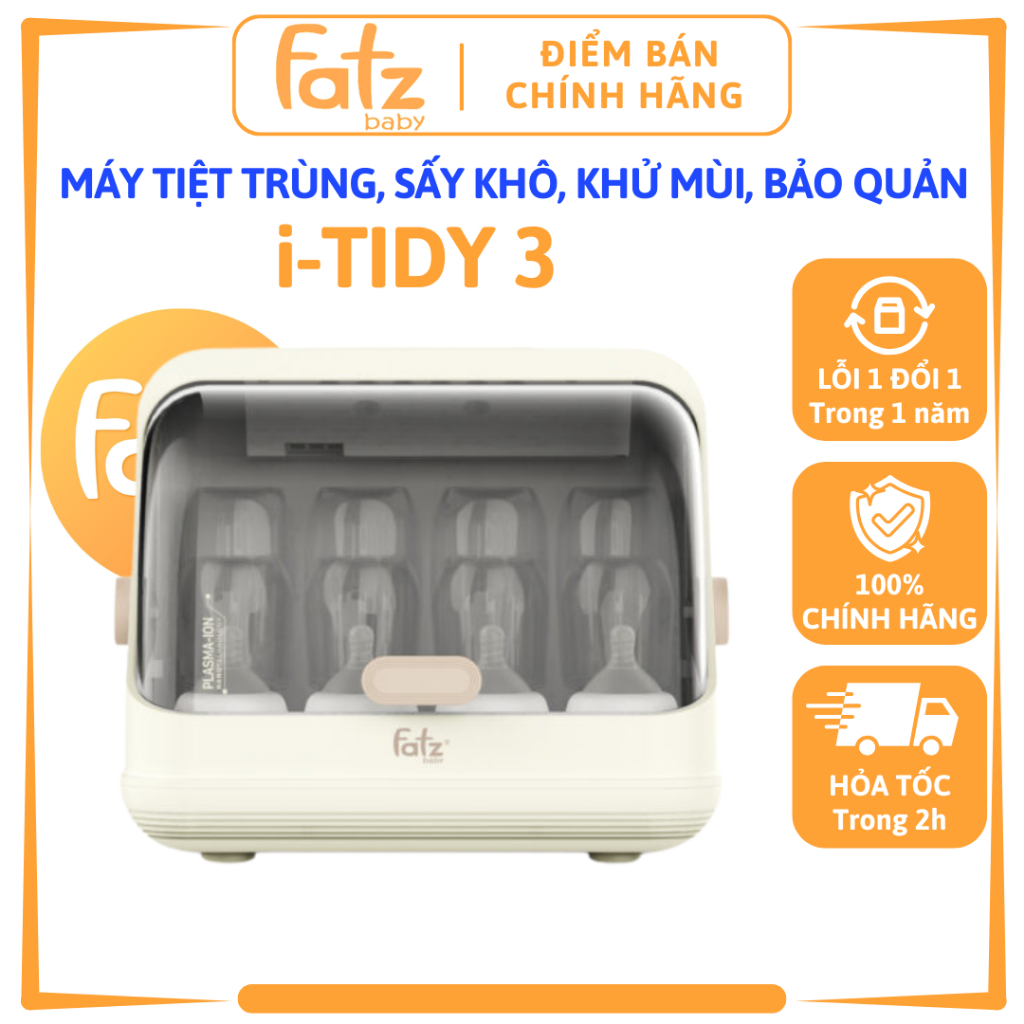 Máy tiệt trùng, sấy khô bình sữa Fatz Baby i-Tidy 3 UVC PLASMA 20 Lít, tự động, khử mùi, bảo quản