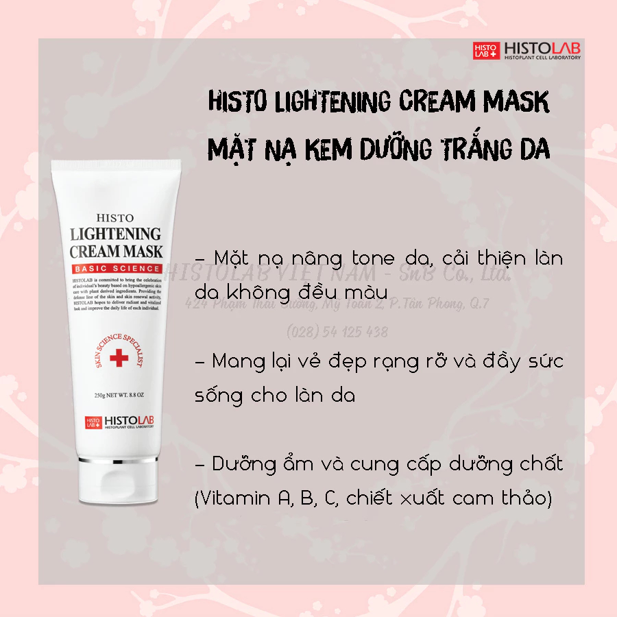Mặt Nạ Ủ Trắng Da Histolab Histo Lightening Cream Mask 250g - Ever Queen