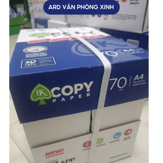 Combo thùng 5 ream giấy A4 IK Copy 70gsm/80gsm trắng mịn in sắc nét, giấy photocopy văn phòng