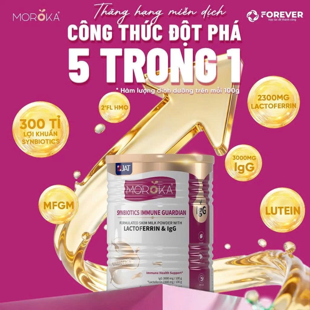 Bột Tăng Đề Kháng Lactoferrin MOROKA Synbiotics Hỗ Trợ Tiêu Hóa, Trí Não, Thị Lực