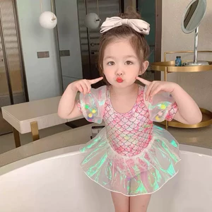 Đồ bơi bé gái liền thân size 6-18kg,bộ bơi bé gái tiên cá phối tơ bóng, bikini bé gái liền thân