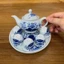 Bộ Trà Cúng Men Lam Vẽ Kĩ Bát Tràng Họa Tiết Sen, Bộ Ly Tách Trà Cúng