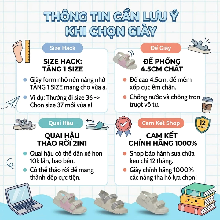 Dép Quai Hậu Nữ SANDANI 2 Quai Ngang NOC Sandal Nữ Xăng Đan Nữ Đế Phylon Nhẹ Êm Mang Đi Học Đi Chơi