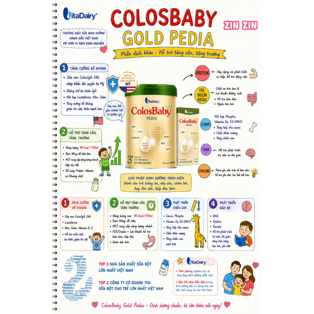 Sữa Bột ColosBaby Gold Pedia 800g (1 - 10 tuổi)