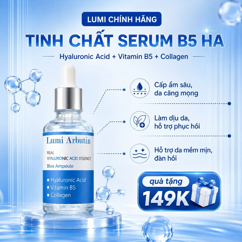 Serum Lumi Arbutin Cấp Ẩm Hỗ Trợ Làm Dịu Da Cân Bằng Độ Ẩm Giúp Da Mềm Mịn Sáng Khỏe