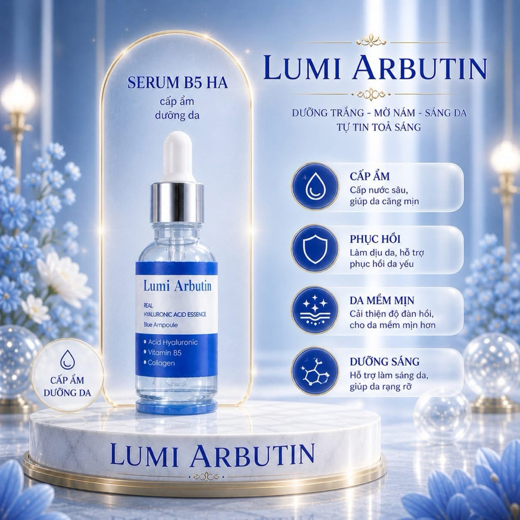 Serum Lumi Arbutin Cấp Ẩm Hỗ Trợ Làm Dịu Da Cân Bằng Độ Ẩm Giúp Da Mềm Mịn Sáng Khỏe