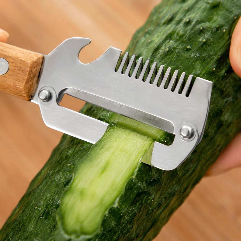 Dao Nạo Rau Củ Đa Năng Inox Cán Gỗ - Dao Bào Rau Củ Nạo Vỏ Nạo Sợi Cà Rốt Khoai Tây Dưa Leo