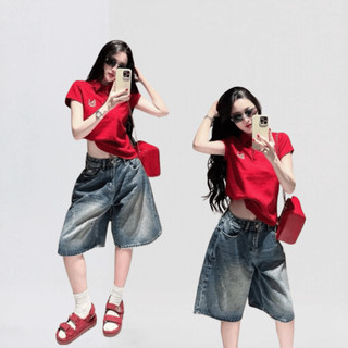 [Cứu Tinh Đùi To] Quần Bò Lửng Bermuda Mei clothing shop - Form Rộng Ống Suông - Thiết Kế Ly Chéo Bụi Bặm Trẻ Trung