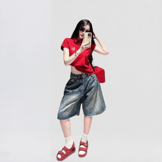 [Cứu Tinh Đùi To] Quần Bò Lửng Bermuda Mei clothing shop - Form Rộng Ống Suông - Thiết Kế Ly Chéo Bụi Bặm Trẻ Trung