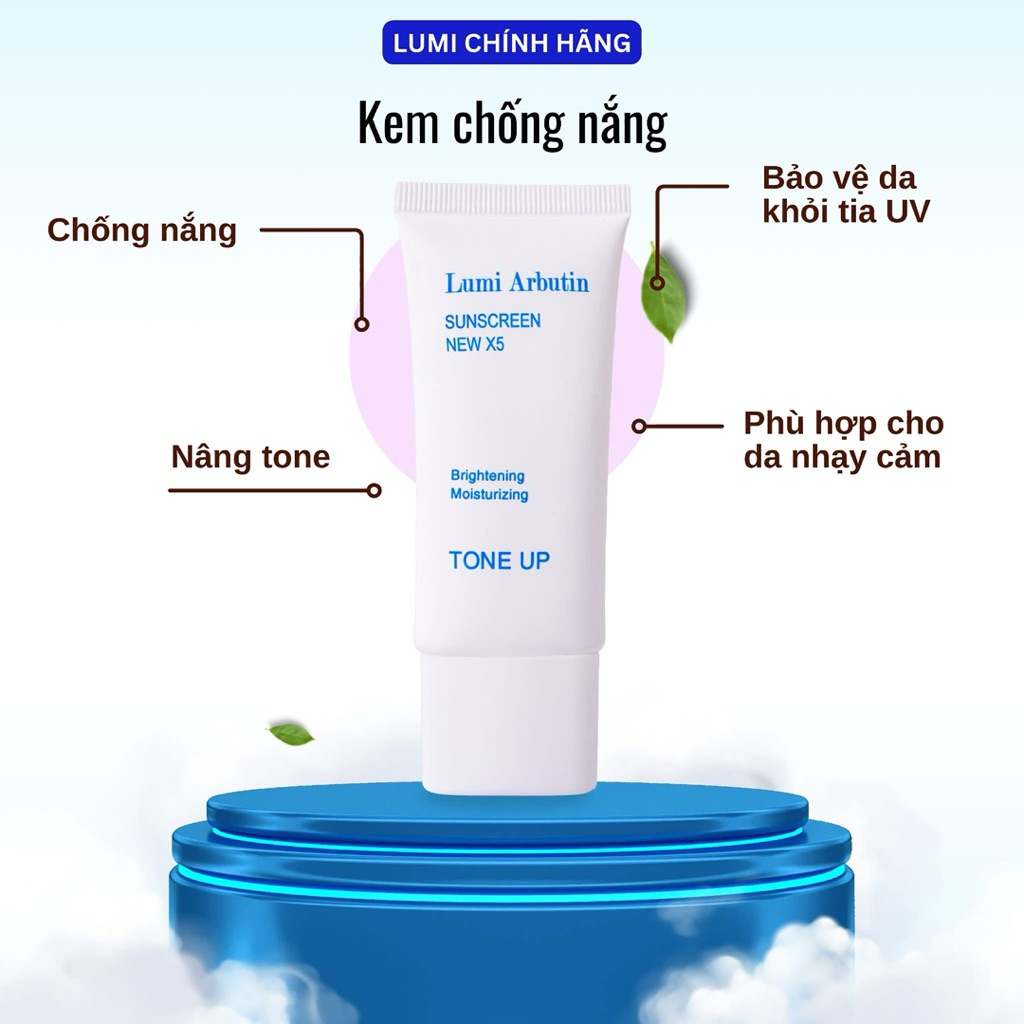 Kem Chống Nắng Lumi Arbutin Tone Up – Bảo Vệ Da, Dưỡng Ẩm Và Nâng Tông Nhẹ 30gr