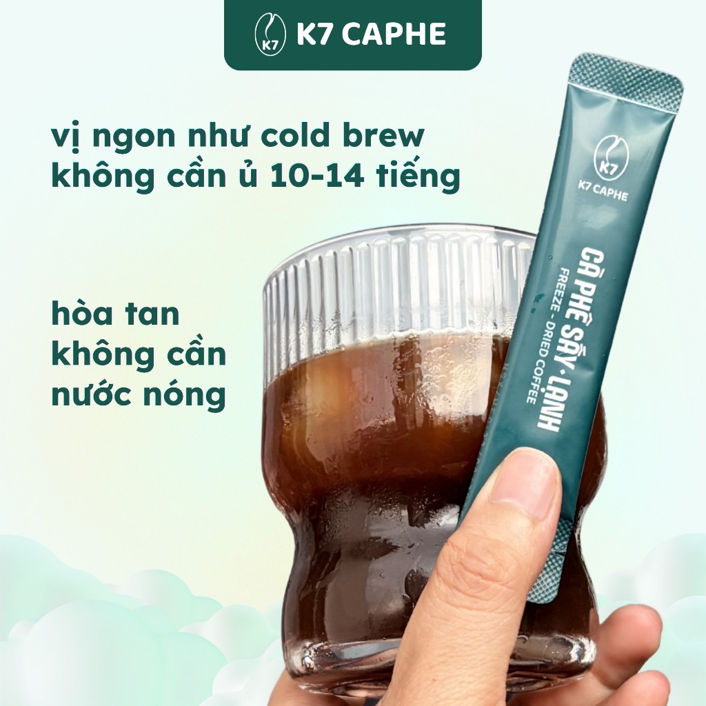 [Trải nghiệm tiết kiệm] Bộ 7 que cà phê sấy lạnh K7 đậm vị ngon như cold brew - 100% Arabica & Robusta - Không ép tim