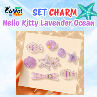 [ĐỘC QUYỀN]  Set Charm Gắn Dép Hello Kitty Vỏ Sò Tím Pastel Sao Biển Sứa Biển Ngọc Trai Trong Suốt Trang Trí Dép Cao Cấp
