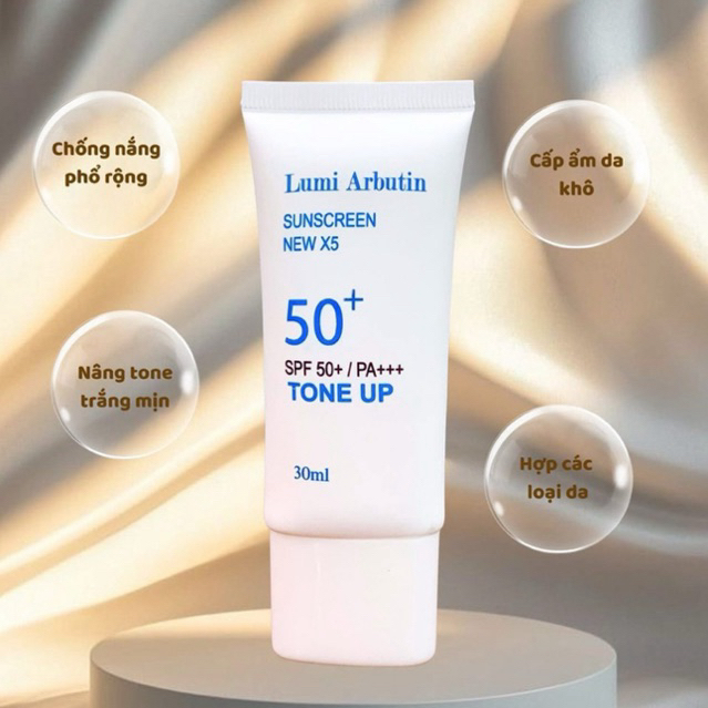 Kem Chống Nắng Lumi Arbutin Tone Up – Bảo Vệ Da, Dưỡng Ẩm Và Nâng Tông Nhẹ 30gr