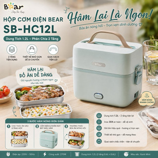 ( HCM HỎA TỐC 2H ) Hộp Cơm Điện Bear SB-HC12L Dung Tích 1.2L, Phân Chia 2 Tầng Thuận Tiện, Thiết Kế Nhỏ Gọn, Đa Đăng