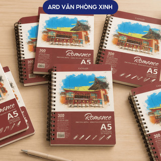 Sổ lò xo giấy vẽ Takeyo Romance A4 300gsm 20 tờ, giấy mỹ thuật đa năng vẽ màu nước marker acrylic S2