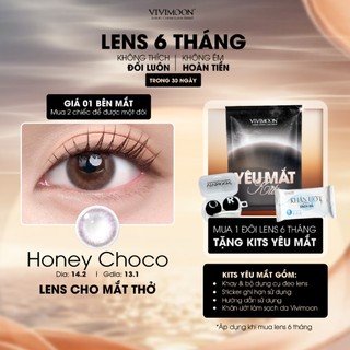 Kính áp tròng VIVIMOON Lens cận 6 tháng nâu tự nhiên cho mắt thở Honey Choco Giá 1 chiếc (1 bên mắt)