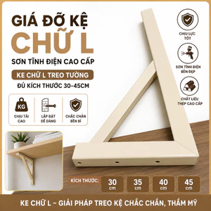 Pát Chữ L Đỡ Kệ Treo Tường Cao Cấp – Ke Góc Chữ L Chịu Tải Nặng Size 30cm-45cm
