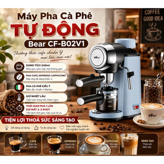 Máy Pha Cà Phê Tự Động Bear CF-B02V1, Dung Tích 240ml, Pha Cafe, Espresso, Cappuccino, Pha Cà Phê Kiểu Ý, Giữ Nhiệt Lâu