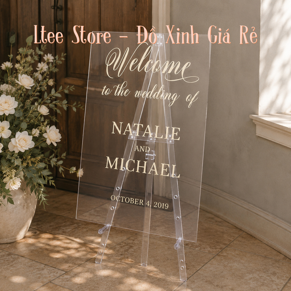 Bảng Welcome Mica Trong Suốt Acrylic Cao Cấp - Bảng Đón Khách Cưới, Sinh Nhật, Khai Trương, Sự Kiện Theo Yêu Cầu