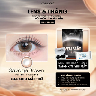 Kính áp tròng VIVIMOON EYECONIC lens cận cho mắt thở màu nâu baby Savage Brown, giãn tròng to 14.5mm hạn sử dụng 6 tháng