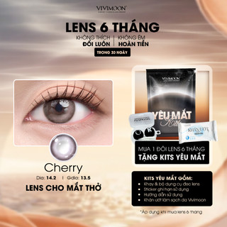 Kính áp tròng VIVIMOON LENSPRESSO cận nâu xám hồng cho mắt thở CHERRY, lens 06 tháng