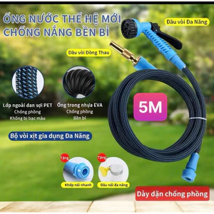 Bộ Vòi Xịt Tăng Áp 7 Chế Độ Phun Dây Bọc Dù Siêu Bền Chống Xoắn 5M Giải Pháp Tưới Cây & Rửa Xe Đa Năng Chống Nắng Bền Bỉ