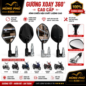 Gương chiếu hậu chân xoay 360 gấp gọn. kèm ốc chân gương