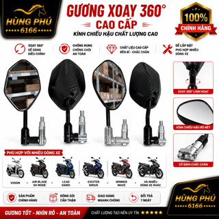 Gương chiếu hậu chân xoay 360 gấp gọn. kèm ốc chân gương