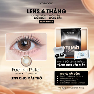 Kính áp tròng VIVIMOON EYECONIC lens cận cho mắt thở màu nâu Fading Petal, giãn tròng to baby 14.5mm hạn sử dụng 6 tháng