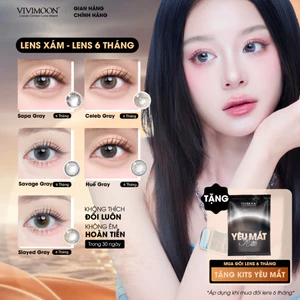 Lens 6 tháng VIVIMOON kính áp tròng cho mắt thở màu xám Gray, độ cận từ 0 đến 8 ( Giá 1 chiếc - 1 bên mắt)