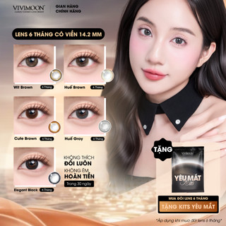 Lens 6 tháng VIVIMOON kính áp tròng cho mắt thở 14.2mm có viền, độ cận từ 0 đến 8 ( Giá 1 chiếc - 1 bên mắt)