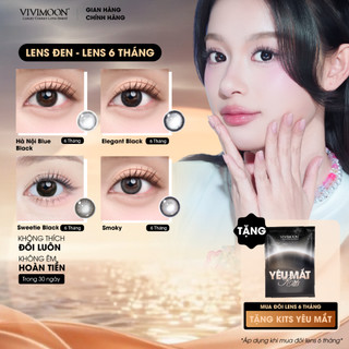Lens 6 tháng VIVIMOON kính áp tròng cho mắt thở màu đen, độ cận từ 0 đến 8 (Giá 1 chiếc - 1 bên mắt)