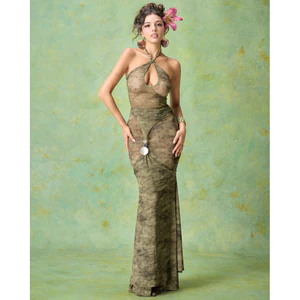 AESTHETE - CELADON DRESS váy xanh rêu xuyên thấu