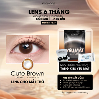 Kính áp tròng cận VIVIMOON LENS cận nâu tự nhiên cho mắt thở Cute Brown hạn sử dụng 6 tháng