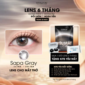 Lens cận xám đậm giãn nhẹ cho mắt thở Sapa Gray Vivimoon 6 tháng