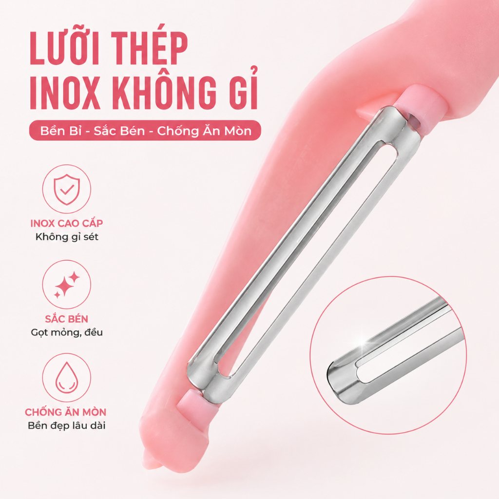 Nạo Rau Củ Quả Đa Năng Inox Không Gỉ Cao Cấp - Dao Gọt Vỏ Khoai Tây Cà Rốt Dưa Leo Táo Sắc Bén