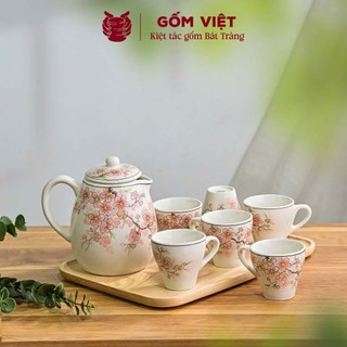 Bộ bình nước, bình trà vẽ tay thủ công nhiều họa tiết 1 lít cao cấp - Gốm sứ Bát Tràng - Gốm Việt