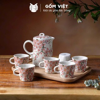 Bộ bình nước, bình trà vẽ tay thủ công nhiều họa tiết 1 lít cao cấp - Gốm sứ Bát Tràng - Gốm Việt