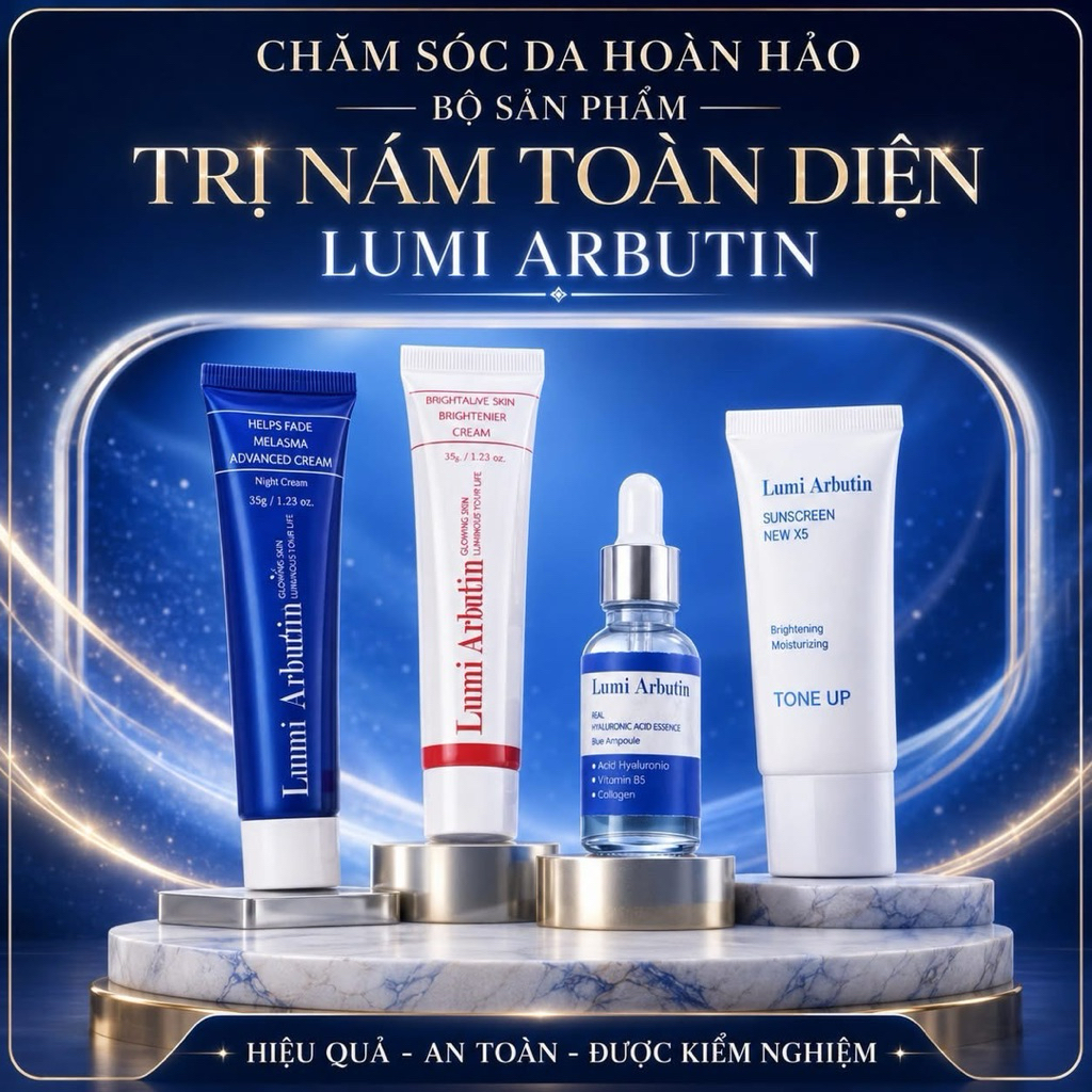 Kem Nám Ngày Đêm Lumi Arbutin  Giảm Thâm Mờ Nám Sáng Da Đều Màu Bộ 4 Món